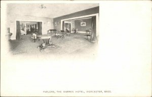 Worcester Massachusetts MA Warren Hotel Parlor Pre-1910 Vintage Postcard