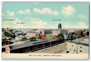 1912 Bird's Eye View Railway Court House Building Aberdeen South Dakota Postcard