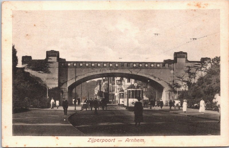 Netherlands Zijperpoort Arnhem Trams Vintage Postcard 09.33