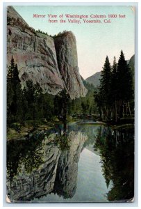 1908 Mirror View Of Washington Column From The Valley Yosemite CA Postcard