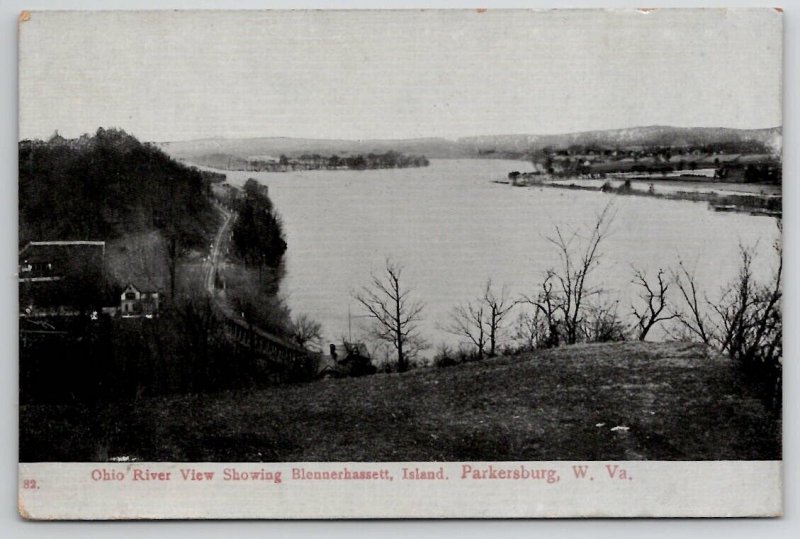 Parkersburg WV Ohio River View Showing Blennerhassett Island Postcard E25