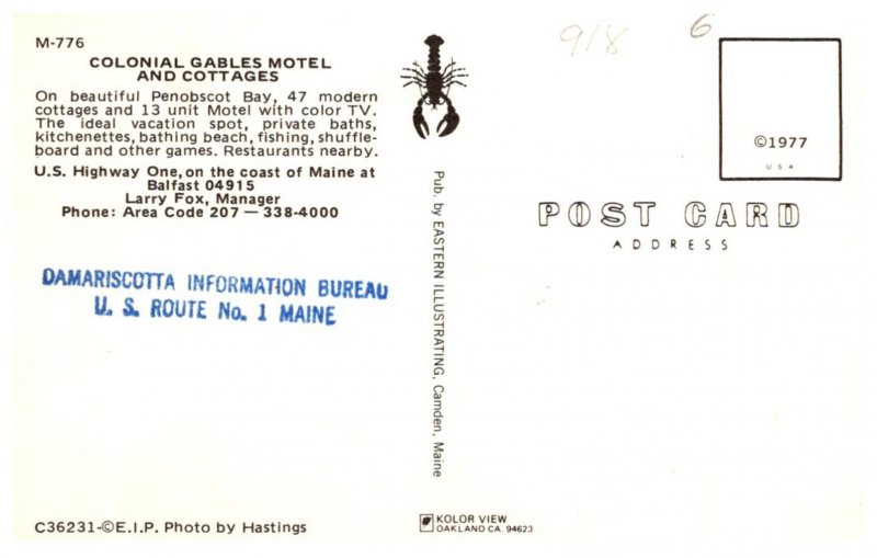 Maine  Belfast Colonial Gables Motel and Cottages