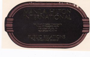 Philippines Manila Hilton International Hotel Vintage Luggage Label sk2671