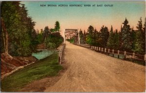 New Bridge Across Kennebec River East Outlet Maine Hand Colored Postcard A17