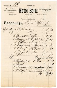 1890s Hotel Beltz Mittelpunkte Germany Letterhead Bill #DK