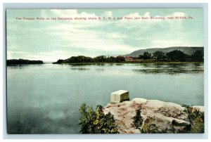 C 1910 Tristate Rock Milford, PA Delaware River Postcard F80 