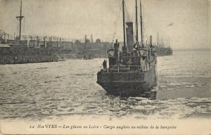 Navigation & sailing themed old postcard Nantes Loire with ice cargoboat 1918