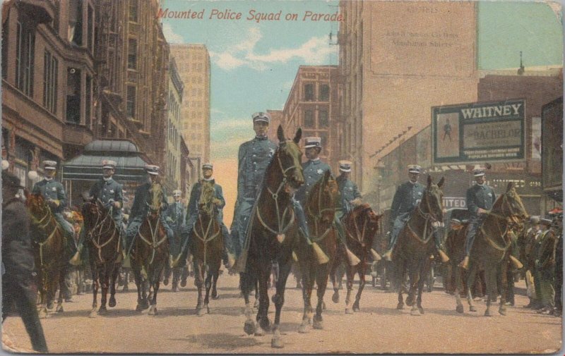 Postcard Mounted Police Squad on Parade Horses