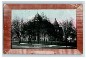 C.1900 High School Watertown South Dakota Wood Frame Border Early Postcard P19