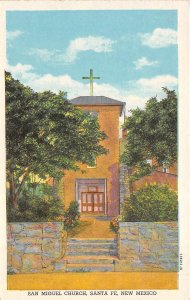 Santa Fe New Mexico 1930-40s Postcard San Miguel Church 