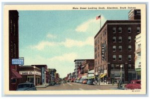 c1940's Main Street Looking South Establishment Aberdeen South Dakota Postcard