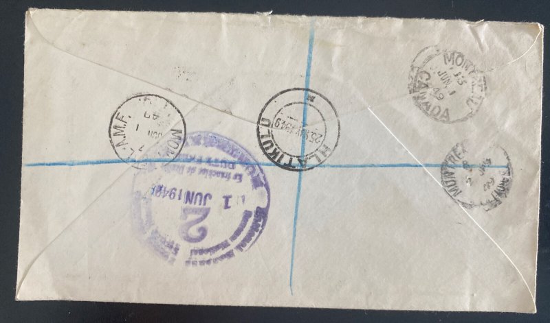 1949 Hlatikulu Swaziland Registered cover To Montreal Canada Overprinted Stamps