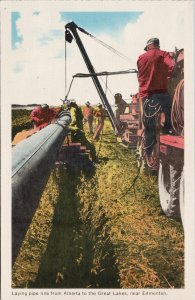Laying Pipe near Edmonton Alberta AB Pipeline Oil Industry Unused Postcard H56