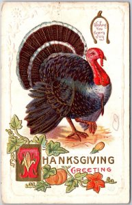 Thanksgiving Greetings Turkey & Lucky Curve Horseshoe Postcard