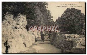 Paris Buttes Chaumont Old Postcard Between the rocks (children)