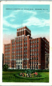 1920s Norfolk & Western Office Building Roanoke VA Postcard