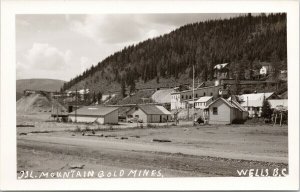 Wells BC near Barkerville Island Mountain Gold Mines Cariboo RPPC Postcard F68