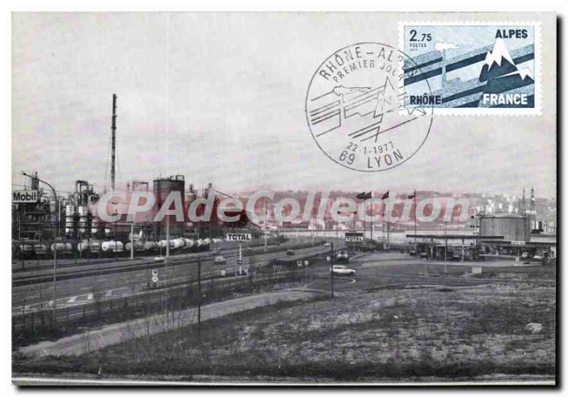 Modern Postcard Lyon Rhone industrial belt first day maximum in 1977