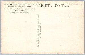 Postcard Acapulco Guerrero Puerto Marques Beach Boats Swimmers 1960s Chrome