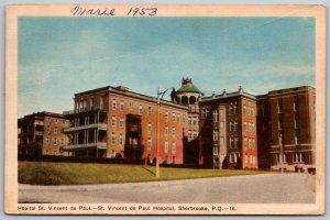 Sherbrooke Quebec Canada 1953 Postcard St. Vincent De Paul Hospital