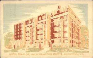 Allentown PA Hotel Traylor Promo Adv Art Deco 1940s Postcard