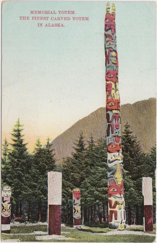 Alaska AK Postcard 1911 SKAGWAY Memorial Totem Native Eskimo Carved