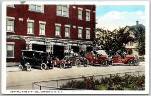 Central Fire Station Johnson City New York NY Mainroad & Street View Postcard