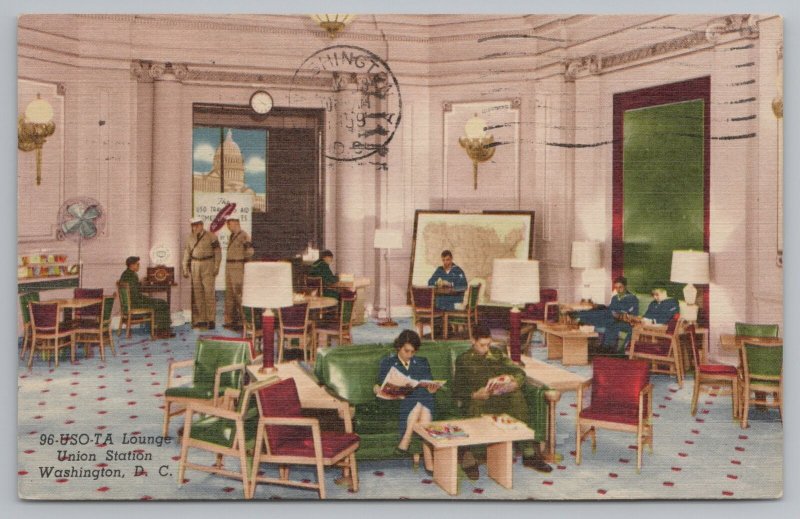 Washington DC~USO-TA Lounge~Was Presidential Suite~Union Station~1959 Postcard 