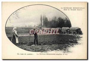 Postcard Old Army Bandage Bergougnan Truck Train