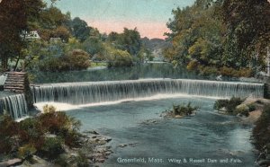 Vintage Postcard 1911 Wiley & Russell Dam and Falls Greenfield Massachusetts MA