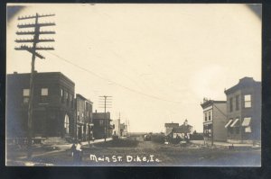 RPPC DIKE IOWA DOWNTOWN MAIN STREET SCENE STORES VINTAGE REAL PHOTO POSTCARD