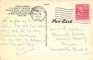 Steele's Motel US Route 50 McArthur Ohio 1954 linen postcard