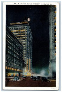 Cleveland Ohio OH Postcard Playhouse Square At Night View Low's State Cars 1933