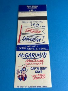 Vintage Matchbook Cover McGarvey's Nautical Restaurant Vermilion, Ohio MB162