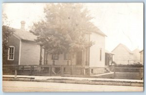 Marinette Wisconsin Postcard RPPC Photo 721 Main Street Houses Scene 1911 Posted