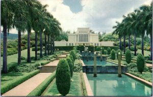 Postcard Hawaii Oahu Laie - LDS Temple Tiered pools