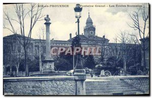 Old Postcard Aix en Provence Fontaine Granet The Normal Schools Carriages