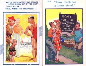 Sea Boat Trips Rescue Spectacles Shipwreck 2x Comic Postcard s