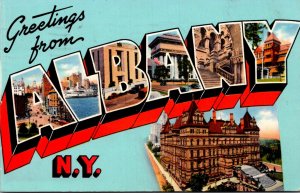 New York Greetings From Albany Large Letter Chrome 1964