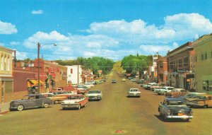 Douglas WY County Seat Business Section Old Cars Postcard
