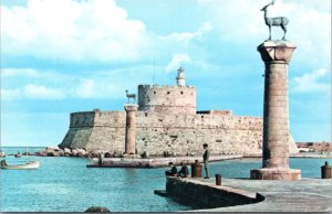 Postcard Greece Rhodes - Stag, Light House - Il Cervo