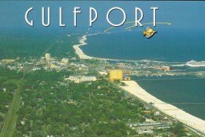 Framable Gulfport , Mississippi Aerial View Postcard