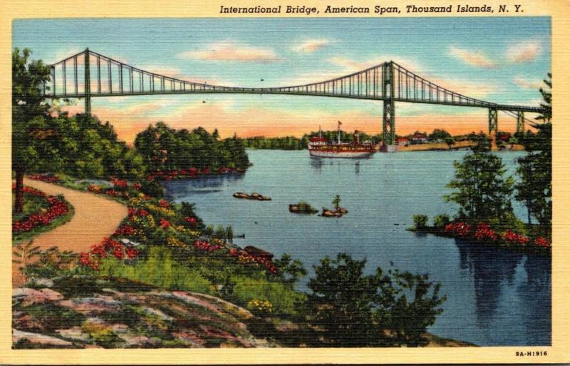 New York Thousand Islands International Bridge American Span 1946 Curteich