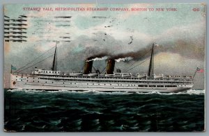 Postcard New York c1907 Steamer Yale Metropolitan Steamship Company Boston to NY