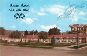 Coalville Utah Moore Motel With Old Cars Vintage Postcard
