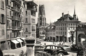 Vintage Postcard Gothic Cathedral Buildings Fribourg City Western Switzerland