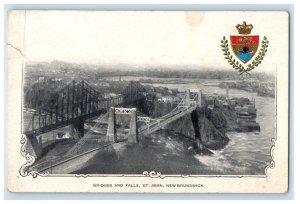 c1900's Bridges and Falls, St. John New Brunswick Canada Embossed PMC Postcard 