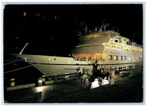 1985 Ultra Yacht Newport Clipper Savannah Georgia Night Scene Vintage Postcard