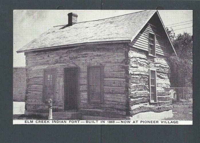 Post Card Lincoln Neb Elm Creek Indian Fort Relocated Built 1866