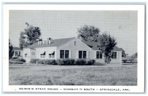 c1960's Heinei's Steak House Exterior Springdale Arkansas AR Unposted Postcard